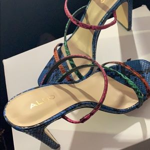 Multicolor snake print heels